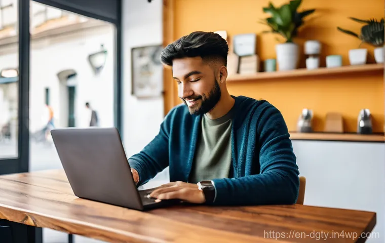 디지털 노마드를 위한 여행 경비 관리 방법 - **Prompt:** A diverse digital nomad, in their late 20s, sits comfortably at a polished wooden table ...