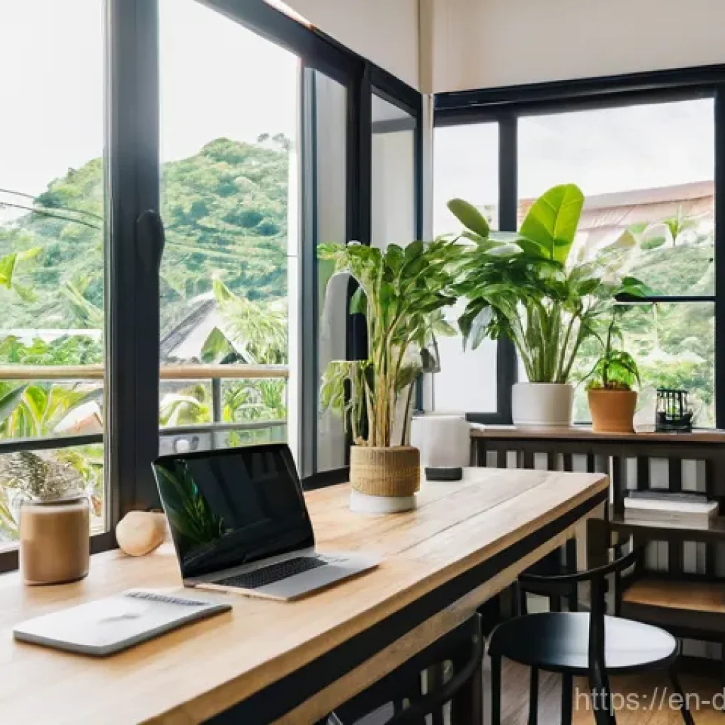 디지털 노마드 생활비 절약 팁 - **Chiang Mai Co-living: Productive Morning**
A bright, inviting image of a modern co-living comm...